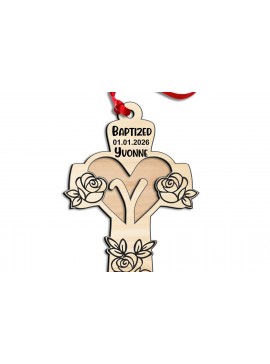 Σετ των 3 Intra απο ξύλο plywood 3mm-4mm πάχος - Στολίδι δώρου λέιζερ σταυρού τριαντάφυλλο Δίασταση 6x6 cm INTRAFABR-116960085