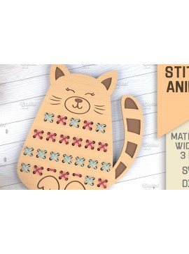 Σετ των 2 Intra απο ξύλο plywood 3mm-4mm πάχος - Cross Stitch Animals . Γάτα  Δίασταση 30x20 cm INTRAFABR-86601326