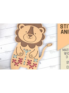 Σετ των 2 Intra απο ξύλο plywood 3mm-4mm πάχος - Cross Stitch Animals . Lion  Δίασταση 30x20 cm INTRAFABR-86601864