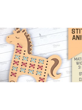 Intra απο ξύλο plywood 3mm-4mm πάχος - Ζώα σταυροβελονιάς. Laser Cut Unicorn Δίασταση 30x20 cm INTRAFABR-86601777