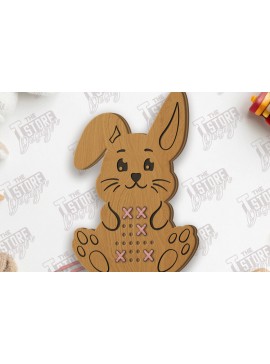 Σετ των 2 Intra απο ξύλο plywood 3mm-4mm πάχος - Cross Stitch Bunny Laser Cut | CNC Δίασταση 15x15 cm INTRAFABR-123351919