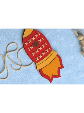 Σετ των 2 Intra απο ξύλο plywood 3mm-4mm πάχος - Rocket Cross Stitch | Montessori Lacing Δίασταση 15x15 cm INTRAFABR-114001687