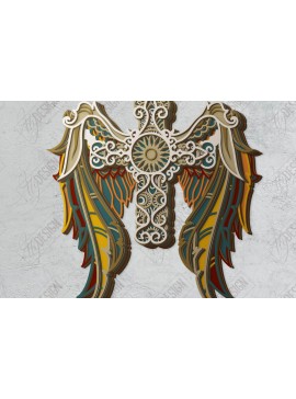 Σετ των 2 Intra απο ξύλο plywood 3mm-4mm πάχος - Cross Wings Multilayer Laser Cut | CNC Δίασταση 20x20 cm INTRAFABR-121515092