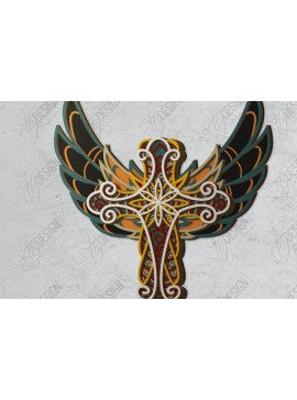 Σετ των 2 Intra απο ξύλο plywood 3mm-4mm πάχος - Cross Wings Multilayer Laser Cut | CNC Δίασταση 20x20 cm INTRAFABR-121515105