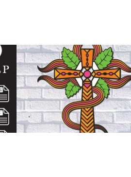 Σετ των 2 Intra απο ξύλο plywood 3mm-4mm πάχος - Σταυρός με λουλούδια Laser Cut  Δίασταση 20x20 cm INTRAFABR-37178556