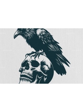 Intra απο ξύλο plywood 3mm-4mm πάχος - Crow on a Skull , Raven Skull  Δίασταση 40x50 cm INTRAFABR-99092930