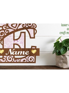 Σετ των 2 Intra απο ξύλο plywood 3mm-4mm πάχος - Κορώνα κεφαλαίο μονόγραμμα Γράμμα E  Δίασταση 30x20 cm INTRAFABR-72539217