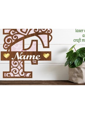 Intra απο ξύλο plywood 3mm-4mm πάχος - Μονόγραμμα με κεφαλαίο στέμμα Γράμμα F  Δίασταση 30x20 cm INTRAFABR-72539268