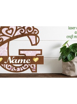 Σετ των 2 Intra απο ξύλο plywood 3mm-4mm πάχος - Μονόγραμμα με κεφαλαίο στέμμα Γράμμα G  Δίασταση 30x20 cm INTRAFABR-72539297