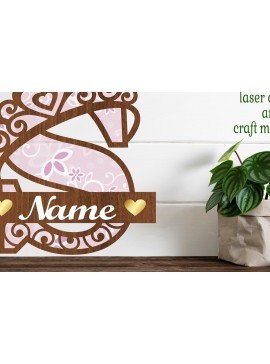 Intra απο ξύλο plywood 3mm-4mm πάχος - Κορώνα κεφαλαίο μονόγραμμα Γράμμα S  Δίασταση 30x20 cm INTRAFABR-72539567