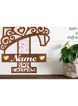 Σετ των 2 Intra απο ξύλο plywood 3mm-4mm πάχος - Κορώνα κεφαλαίο μονόγραμμα Γράμμα T  Δίασταση 30x20 cm INTRAFABR-72539591