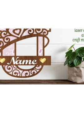 Σετ των 2 Intra απο ξύλο plywood 3mm-4mm πάχος - Crown Capital Monogram Letter U  Δίασταση 30x20 cm INTRAFABR-72539606