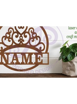 Σετ των 2 Intra απο ξύλο plywood 3mm-4mm πάχος - Σήμα ονόματος κορώνας Πρότυπο κοπής λέιζερ  Δίασταση 30x20 cm INTRAFABR-98945052