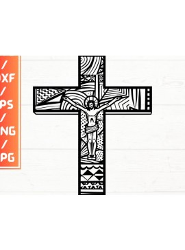 Σετ των 2 Intra απο ξύλο plywood 3mm-4mm πάχος - Crucifix , DXF, EPS, JPG, PNG Δίασταση 20x20 cm INTRAFABR-115723265
