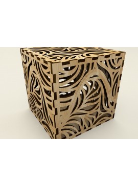 Σετ των 3 Intra απο ξύλο plywood 3mm-4mm πάχος - Κυβικό κουτί με floral στολίδι Δίασταση 4x4 cm INTRAFABR-120911429