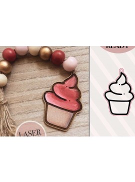 Σετ των 3 Intra απο ξύλο plywood 3mm-4mm πάχος -  κοπής ετικετών για Cupcake Beaded Garland Δίασταση 4x4 cm INTRAFABR-74486742