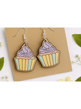 Σετ των 3 Intra απο ξύλο plywood 3mm-4mm πάχος - Σκουλαρίκια Cupcake Σχέδιο  Δίασταση 3x3 cm INTRAFABR-123818161