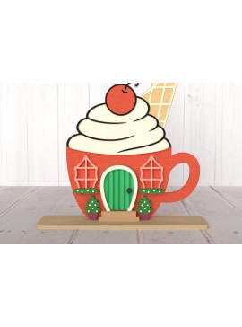 Intra απο ξύλο plywood 3mm-4mm πάχος - Διακόσμηση κοπής με λέιζερ για Cupcake House Δίασταση 30x20 cm INTRAFABR-107875491