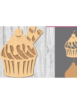 Σετ των 2 Intra απο ξύλο plywood 3mm-4mm πάχος - Διακόσμηση Cupcake Cut Laser  1 Δίασταση 20x20 cm INTRAFABR-109410932