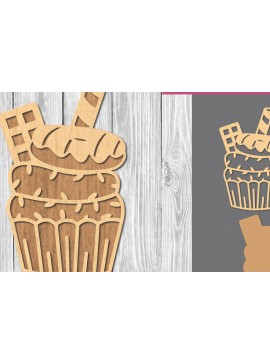 Σετ των 2 Intra απο ξύλο plywood 3mm-4mm πάχος - Διακόσμηση Cupcake Laser Cut  2 Δίασταση 20x20 cm INTRAFABR-109410948