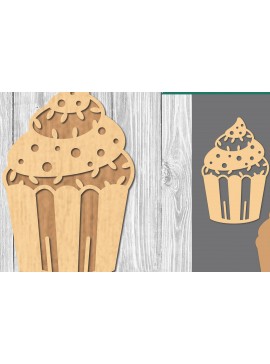 Σετ των 2 Intra απο ξύλο plywood 3mm-4mm πάχος - Cupcake Laser Cut Διακόσμηση  Δίασταση 20x20 cm INTRAFABR-109409831