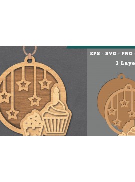 Σετ των 3 Intra απο ξύλο plywood 3mm-4mm πάχος - Στολίδι για Cupcake Laser Cut  Δίασταση 6x6 cm INTRAFABR-112074632