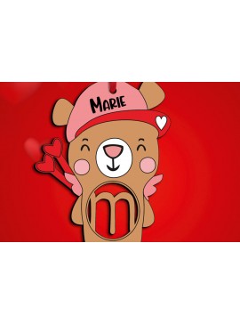 Σετ των 2 Intra απο ξύλο plywood 3mm-4mm πάχος - Έρως αρκούδα γράμμα M Ημέρα του Αγίου Βαλεντίνου Δίασταση 20x20 cm INTRAFABR-112033897