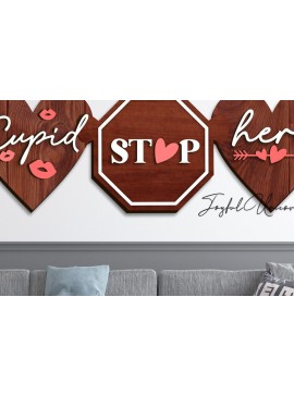Intra απο ξύλο plywood 3mm-4mm πάχος - Το Cupid Stop Here Wall Puzzle  File Δίασταση 18x58 cm INTRAFABR-52892932