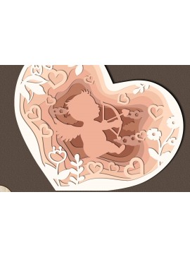 Σετ των 3 Intra απο ξύλο plywood 3mm-4mm πάχος - Πρότυπο πολυστρωματικής χειροτεχνίας Cupidon Heart Δίασταση 7x6 cm INTRAFABR-87046900