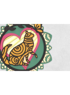 Intra απο ξύλο plywood 3mm-4mm πάχος - Περίεργη τέχνη με στρώματα γάτας και πεταλούδας Δίασταση 30x30 cm INTRAFABR-65340808