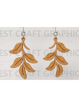 Σετ των 3 Intra απο ξύλο plywood 3mm-4mm πάχος - Σκουλαρίκια με κυρτά φύλλα Δίασταση 3x3 cm INTRAFABR-123814168