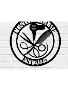 Σετ των 2 Intra απο ξύλο plywood 3mm-4mm πάχος - Custom Barber Shop Metal Wall Art Δίασταση 3600x3600 cm INTRAFABR-116074578