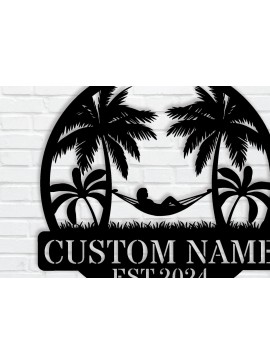 Σετ των 2 Intra απο ξύλο plywood 3mm-4mm πάχος - Προσαρμοσμένη μεταλλική πινακίδα Palm Tree Beach, Laser Δίασταση 3600x3600 cm INTRAFABR-119212108