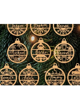 Σετ των 3 Intra απο ξύλο plywood 3mm-4mm πάχος - Προσαρμοσμένα χριστουγεννιάτικα στολίδια Αποκοπή υ  Δίασταση 6x6 cm INTRAFABR-111373890