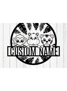 Σετ των 3 Intra απο ξύλο plywood 3mm-4mm πάχος - Προσαρμοσμένη πινακίδα ονόματος ζούγκλας Δίασταση 6x6 cm INTRAFABR-118293337