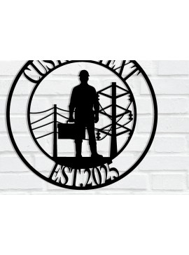 Σετ των 2 Intra απο ξύλο plywood 3mm-4mm πάχος - Custom Lineman USA Flag στρογγυλός μεταλλικός τοίχος Δίασταση 3600x3600 cm INTRAFABR-120516601