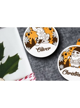 Σετ των 3 Intra απο ξύλο plywood 3mm-4mm πάχος - Προσαρμοσμένο όνομα Χριστουγεννιάτικο παιχνίδι, διακόσμηση σπιτιού Δίασταση 4x4 cm INTRAFABR-83955112