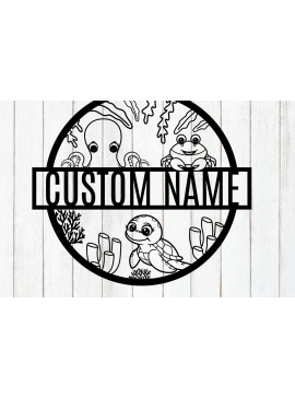 Σετ των 3 Intra απο ξύλο plywood 3mm-4mm πάχος - Προσαρμοσμένη πινακίδα ονόματος ζώου ωκεανού Δίασταση 6x6 cm INTRAFABR-118293661