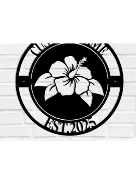 Intra απο ξύλο plywood 3mm-4mm πάχος - Προσαρμοσμένη μεταλλική πινακίδα Tropical Hibiscus Δίασταση 3600x3600 cm INTRAFABR-114812129