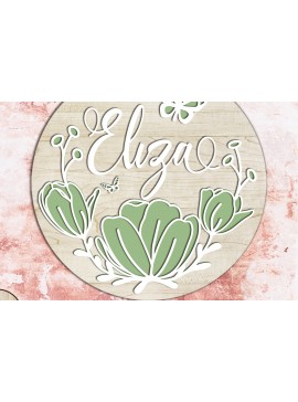 Σετ των 2 Intra απο ξύλο plywood 3mm-4mm πάχος - Προσαρμοσμένο πάνελ τοίχου, στολίδι λουλουδιών Δίασταση 14x14 cm INTRAFABR-87435034