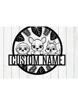 Σετ των 3 Intra απο ξύλο plywood 3mm-4mm πάχος - Προσαρμοσμένη πινακίδα ονόματος ζώου Woodland Δίασταση 6x6 cm INTRAFABR-118293484