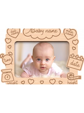 Σετ των 2 Intra απο ξύλο plywood 3mm-4mm πάχος - Προσαρμοσμένη κορνίζα μωρών με καρδιές Δίασταση 20x25 cm INTRAFABR-116659470