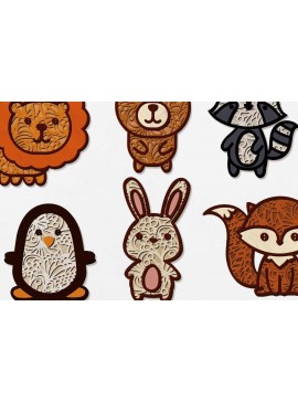 Σετ των 2 Intra απο ξύλο plywood 3mm-4mm πάχος - ΣΕΤ ΧΑΡΤΙΑΤΡΙΑ ΖΩΑ, Διακοσμητικά Πρότυπα Δίασταση 14x8 cm INTRAFABR-92325545