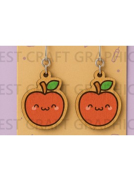 Σετ των 3 Intra απο ξύλο plywood 3mm-4mm πάχος - Χαριτωμένα σκουλαρίκια Apple  σχέδιο Δίασταση 3x3 cm INTRAFABR-125208543