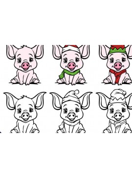 Σετ των 2 Intra απο ξύλο plywood 3mm-4mm πάχος - Cute Baby Piggy Christmas Cutable  Δίασταση 15x15 cm INTRAFABR-86233927