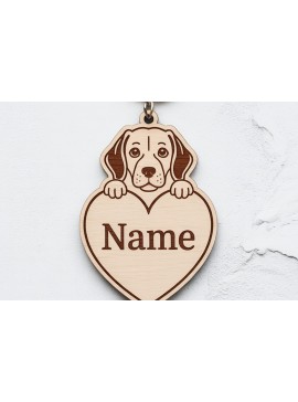 Σετ των 3 Intra απο ξύλο plywood 3mm-4mm πάχος - Cute Beagle Heart Keychain  Δίασταση 4x4 cm INTRAFABR-122244767