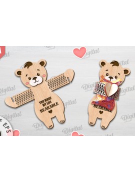 Intra απο ξύλο plywood 3mm-4mm πάχος - Cute Bear Candy Holder Cut Laser Δίασταση 30x20 cm INTRAFABR-115694918