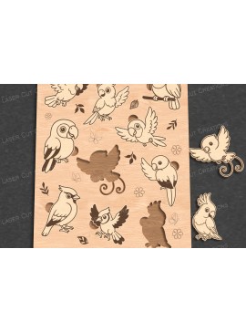 Intra απο ξύλο plywood 3mm-4mm πάχος - Cute Birds Puzzle για παιδιά  Δίασταση 30x20 cm INTRAFABR-122984145