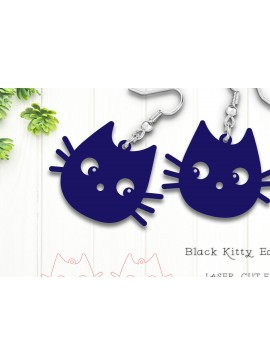 Intra απο ξύλο plywood 3mm-4mm πάχος - Cute Black Kitty σκουλαρίκια γάτας με λέιζερ Δίασταση 900x900 cm INTRAFABR-118763758