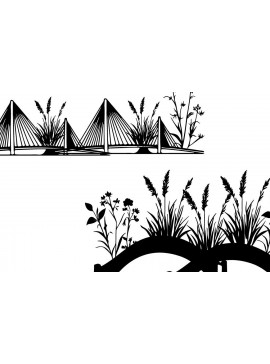 Σετ των 3 Intra απο ξύλο plywood 3mm-4mm πάχος - Χαριτωμένη γέφυρα Βοτανικού Κήπου Δίασταση 20x20 cm INTRAFABR-112437398